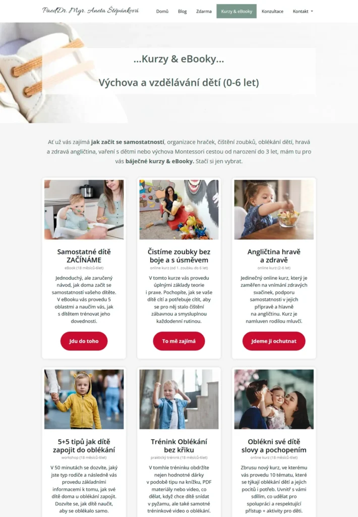 Aneta Štěpánková starý web - kurzy